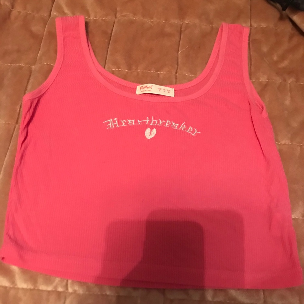 Romwe Heartbreaker pink tank top
